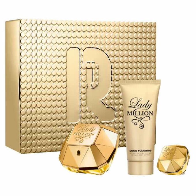 Paco Rabanne Lady Million Eau De Parfum Spray 80ml Set 3 Pieces