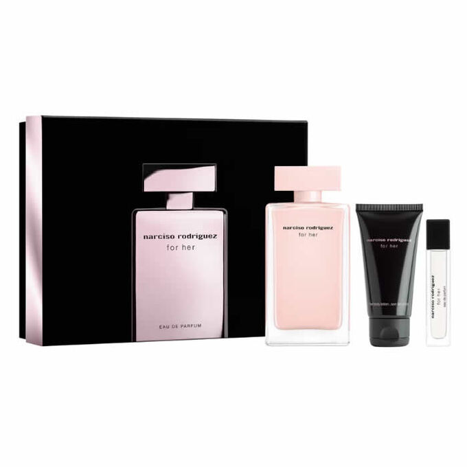 Narciso Rodriguez For Her Eau De Perfume Spray 100ml Set 3 Pieces Niche Perfumes Luxury Products BeautyTheShop AE