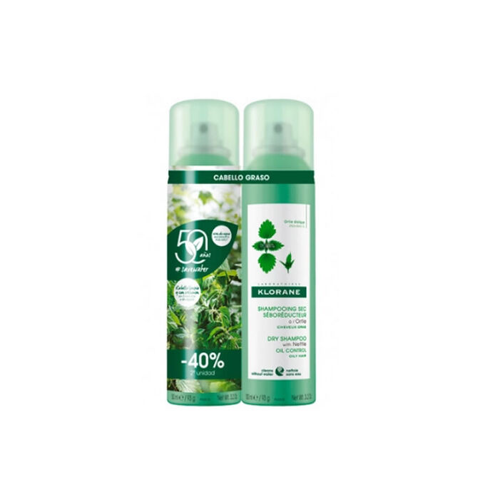 Klorane Nettle Purifying Dry Shampoo 2x150ml