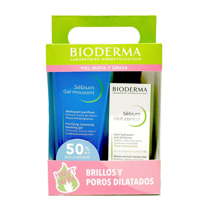 Bioderma Pack Glanz Und Erweiterte Poren Sebium Reinigungsgel 200ml + Sebium Mat Control 30ml